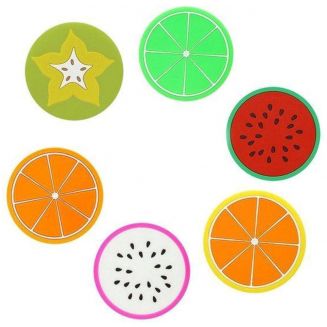 Fako Bijoux® - 6 Onderzetters Voor Bekers en Glazen - Kleurige Fruit Motieven - Set 6 Stuks