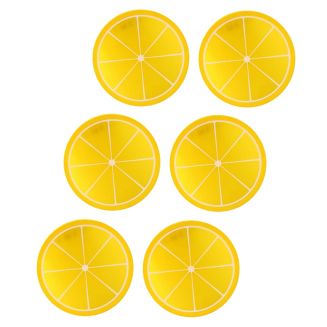 Fako Bijoux® - Fruitige Siliconen Onderzetters -  Fruit Collectie - 6 Stuks - 9cm - Citroen