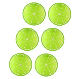 Fako Bijoux® - Fruitige Siliconen Onderzetters -  Fruit Collectie - 6 Stuks - 9cm - Limoen