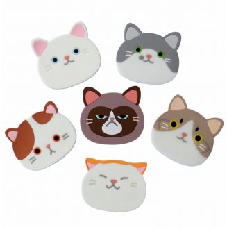 Fako Bijoux® - Katten Onderzetters - Onderzetters Voor Glazen - Katten Accessoires - Katten Decoraties - Set Van Zes Onderzetters - Hittebestendig - Antislip - Kattenliefhebber
