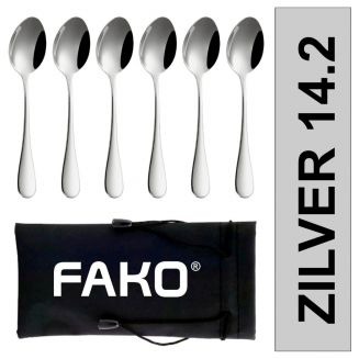 Fako Bijoux® - Koffielepel / Dessertlepel Classic - 14cm - Zilver - 6 Stuks