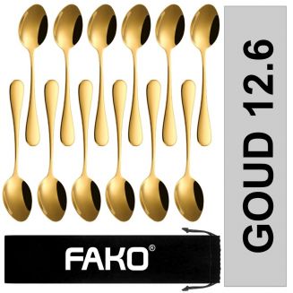 Fako Bijoux® - Theelepel / Koffielepel Classic - 12cm - Goud - 12 Stuks