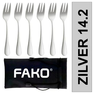 Fako Bijoux® - Gebaksvork / Dessertvork Classic - Vorkjes - 14cm - Zilver - 6 Stuks