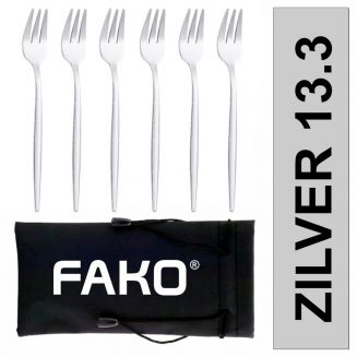 Fako Bijoux® - Gebaksvork / Dessertvork Smal - 13cm - Zilver - 6 Stuks