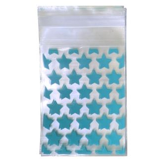 Fako Bijoux® - 100x Uitdeelzakjes - Cellofaan Plastic Traktatie Kado Zakjes - Snoepzakjes - Sterren - 10x8cm – Blauw