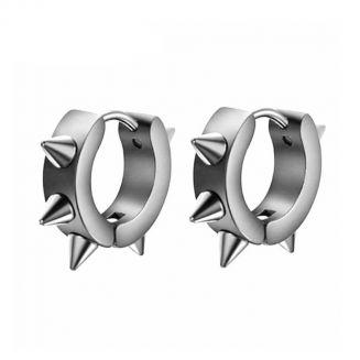 Fako Bijoux® - Oorbellen - Oorringen - Stainless Steel - RVS - Spikes - Zilverkleurig