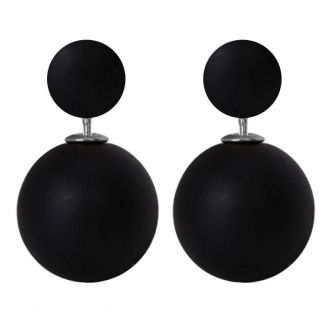 Fako Bijoux® - Oorbellen - Double Dots - Parel - Mat Zwart