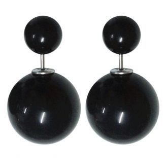 Fako Bijoux® - Oorbellen - Double Dots - Parel - Zwart
