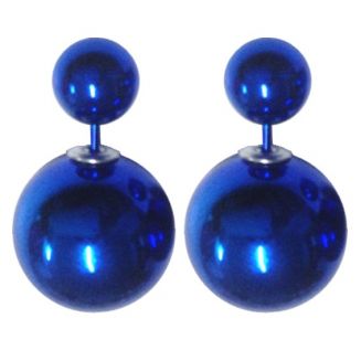 Fako Bijoux® - Oorbellen - Double Dots - Parel - Shiny Blauw