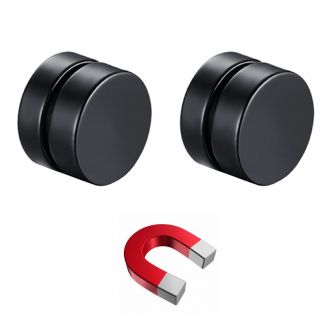 Fako Bijoux® - Oorbellen - Magneet - Magnetisch - RVS - 6mm - Zwart