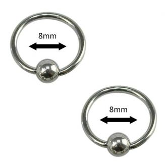Fako Bijoux® - Ball Closure Piercing - Ring - 8mm - Zilverkleurig - 2 Stuks