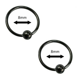 Fako Bijoux® - Ball Closure Piercing - Ring - 8mm - Zwart - 2 Stuks