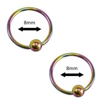 Fako Bijoux® - Ball Closure Piercing - Ring - 8mm - Multicolour - 2 Stuks