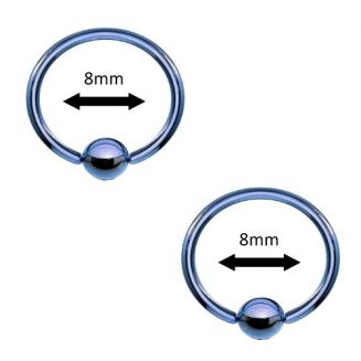 Fako Bijoux® - Ball Closure Piercing - Ring - 8mm - Blauw - 2 Stuks