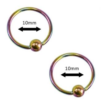 Fako Bijoux® - Ball Closure Piercing - Ring - 10mm - Multicolour - 2 Stuks