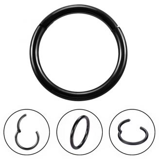 Fako Bijoux® - Chirurgisch Stalen Ring Piercing - Diameter 10mm - Dikte 1.2mm - Ringetje geschikt voor Helix, Tragus, Septum, Lip, Neus & Wenkbrauw - Zwart