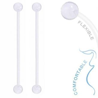 Fako Bijoux® - Zwangerschapspiercing - Bioplast Classic - 58mm - Transparant - 2 Stuks