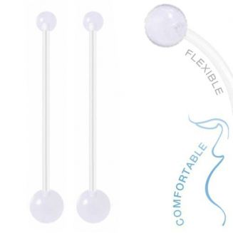 Fako Bijoux® - Zwangerschapspiercing - Bioplast Duo Classic - 50mm - Transparant - 2 Stuks