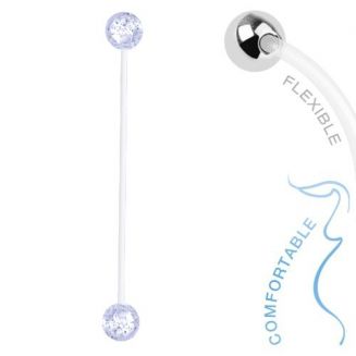 Fako Bijoux® - Zwangerschapspiercing - Bioplast Glitter - Transparant