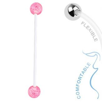 Fako Bijoux® - Zwangerschapspiercing - Bioplast Glitter - Roze