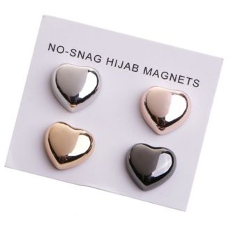 Fako Bijoux® - 4x Magnetische Broche Hart - Hoofddoek Magneet - Sjaal - Hijab - Abaya - 14mm - Set 4 Stuks – Shiny