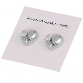 Fako Bijoux® - 2x Magnetische Broche Hart - Hoofddoek Magneet - Sjaal - Hijab - Abaya - 14mm - Set 2 Stuks - Shiny Zilver