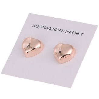 Fako Bijoux® - 2x Magnetische Broche Hart - Hoofddoek Magneet - Sjaal - Hijab - Abaya - 14mm - Set 2 Stuks - Shiny Rosé Goud