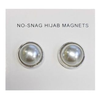 Fako Bijoux® - 2x Magnetische Broche Parel Acryl - Hoofddoek Magneet - Sjaal - Hijab - Abaya - 16mm - 2 Stuks - Zilver Wit