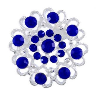 Fako Bijoux® - Broche - Bloem Kristal - 32x32mm - Donkerblauw