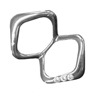 Fako Bijoux® - Sjaalklem - Dubbele Ring Hoek Strass - 45x30mm - Zilverkleurig