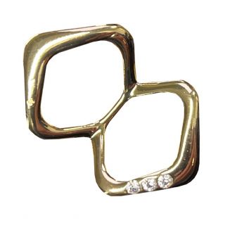 Fako Bijoux® - Sjaalklem - Dubbele Ring Hoek Strass - 45x30mm - Goudkleurig