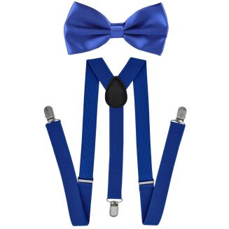Fako Fashion® - Bretels Met Vlinderstrik - Effen - 100cm - Royal Blauw