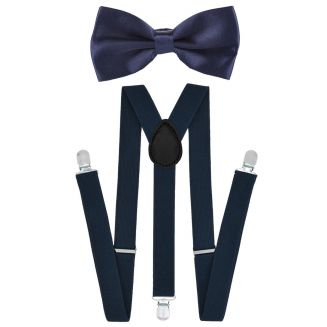 Fako Fashion® - Bretels Met Vlinderstrik - Effen - 100cm - Navy Blauw