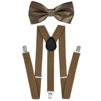 Fako Fashion® - Bretels Met Vlinderstrik - Effen - 100cm - Khaki