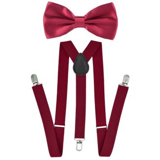 Fako Fashion® - Bretels Met Vlinderstrik - Effen - 100cm - Bordeaux Rood