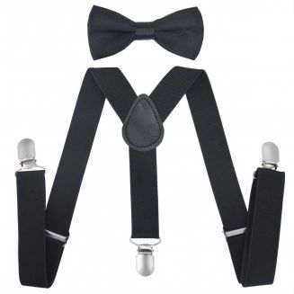 Fako Fashion® - Kinder Bretels Met Vlinderstrik - 65cm - Zwart
