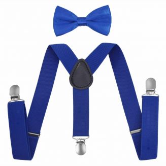 Fako Fashion® - Kinder Bretels Met Vlinderstrik - 65cm - Royal Blauw