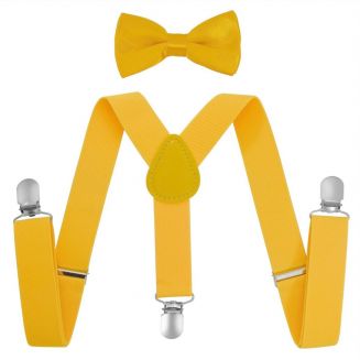 Fako Fashion® - Kinder Bretels Met Vlinderstrik - 65cm - Geel