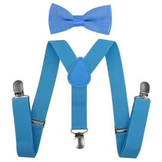 Fako Fashion® - Kinder Bretels Met Vlinderstrik - 65cm - Lichtblauw