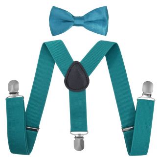 Fako Fashion® - Kinder Bretels Met Vlinderstrik - 65cm - Aqua