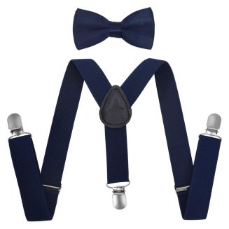 Fako Fashion® - Kinder Bretels Met Vlinderstrik - 65cm - Navy Blauw