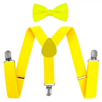 Fako Fashion® - Kinder Bretels Met Vlinderstrik - 65cm - Lichtgeel