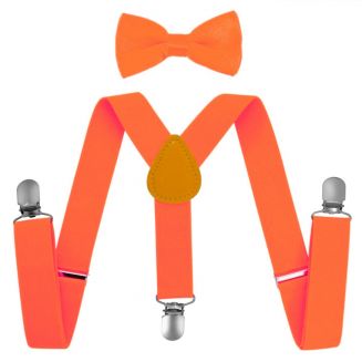 Fako Fashion® - Kinder Bretels Met Vlinderstrik - 65cm - Fluo Oranje