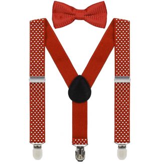 Fako Fashion® - Kinder Bretels Met Vlinderstrik - Stipjes - 65cm - Rood