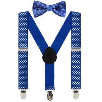 Fako Fashion® - Kinder Bretels Met Vlinderstrik - Stipjes - 65cm - Royal Blauw