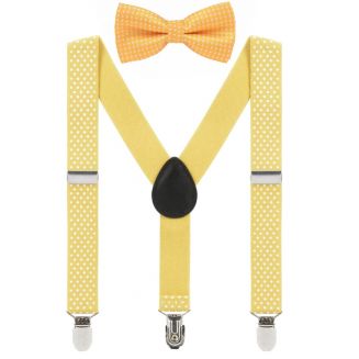 Fako Fashion® - Kinder Bretels Met Vlinderstrik - Stipjes - 65cm - Geel