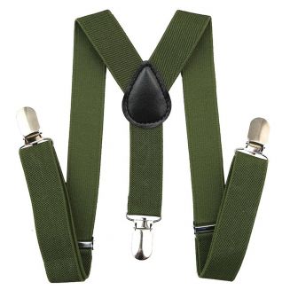 Fako Fashion® - Kinder Bretels - Effen - 65cm - Army Groen