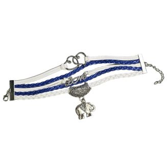 Fako Bijoux - Multi Armband - Harten Love Olifant – Blauw/Wit