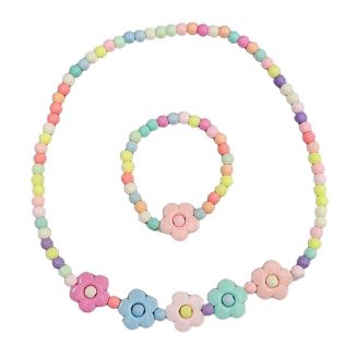 Fako Bijoux - Kinderketting en Armband - Plastic - Bloemetjes