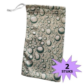 Fako Bijoux - Microvezel Brillenhoes - Druppels - 18x9cm - Grijs - 2 Stuks